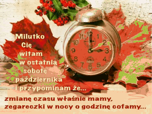 Przypomnienie o zmianie czasu w ostatnią sobotę października